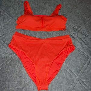 Size 1x bright orange super soft high wasted bikini